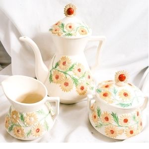 5 Piece Porcelain Tea/Coffee Pot Cream Sugar Set